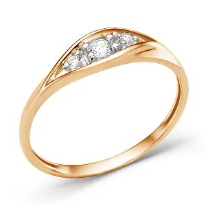 Кольцо из красного золота с фианитами