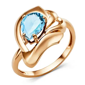 Кольцо из красного золота с swiss топазом