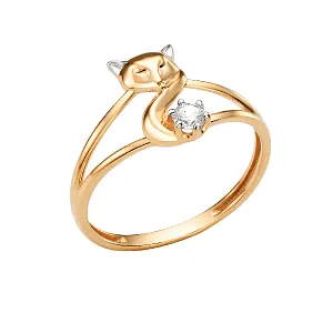 Кольцо из красного золота с фианитом