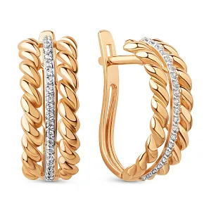 Серьги из красного золота с фианитами