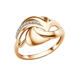 Кольцо из красного золота с фианитами