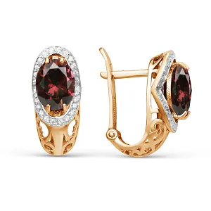 Серьги из красного золота с гранатами