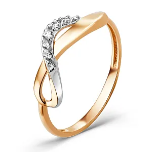 Кольцо из красного золота с фианитами