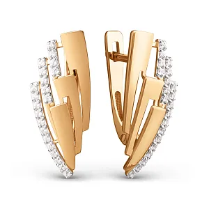 Серьги из красного золота с фианитами