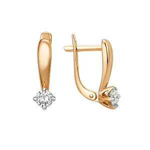 Серьги из красного золота с фианитами