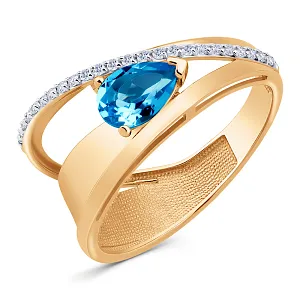 Кольцо из красного золота с swiss топазом