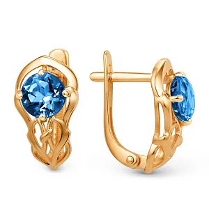 Серьги из красного золота с лондон топазами