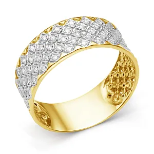 Кольцо из желтого золота с фианитами