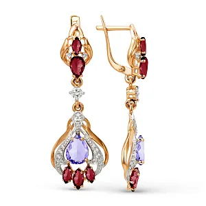 Серьги из красного золота с гранатами