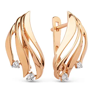 Серьги из красного золота с фианитами