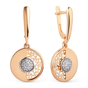 Серьги из красного золота с фианитами