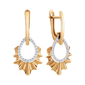 Серьги из красного золота с фианитами