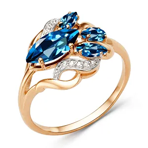 Кольцо из красного золота с лондон топазом