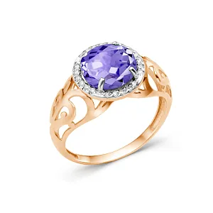 Кольцо из красного золота с аметистом