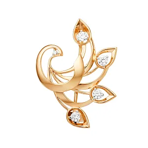 Брошь из красного золота с фианитами