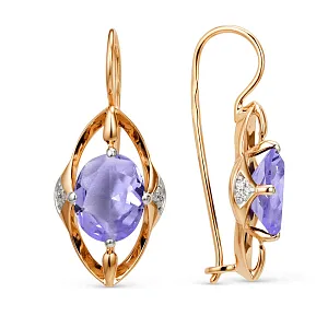 Серьги из красного золота с аметистами