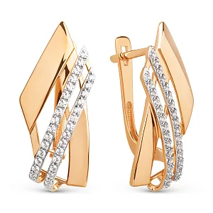 Серьги из красного золота с фианитами