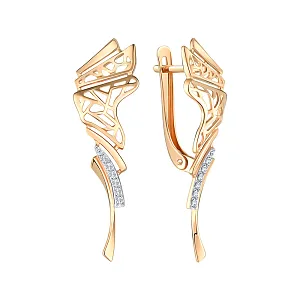 Серьги из красного золота с фианитами