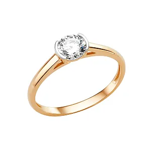 Кольцо из красного золота с фианитом