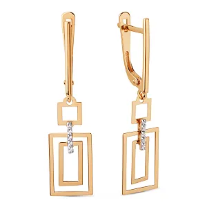 Серьги из красного золота с фианитами