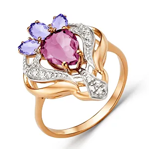 Кольцо из красного золота с корундами