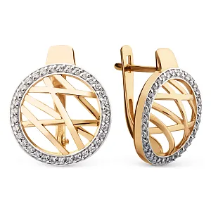 Серьги из красного золота с фианитами