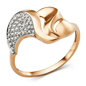 Кольцо из красного золота с фианитами