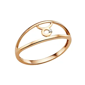 Кольцо из красного золота с фианитом