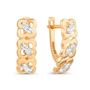 Серьги из красного золота с фианитами