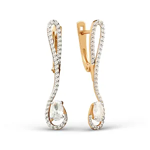 Серьги из красного золота с фианитами