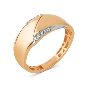 Кольцо из красного золота с фианитами