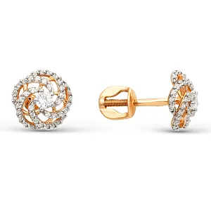 Серьги из красного золота с фианитами