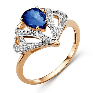 Кольцо из красного золота с корундом