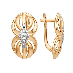 Серьги из красного золота с фианитами