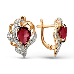 Серьги из красного золота с гранатами