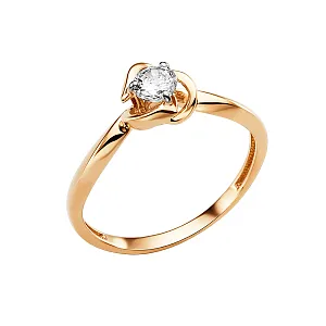 Кольцо из красного золота с фианитом