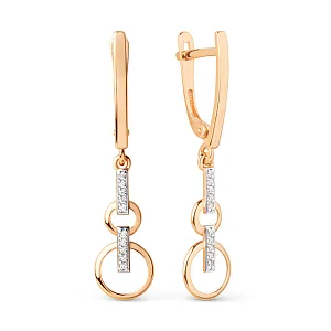 Серьги из красного золота с фианитами