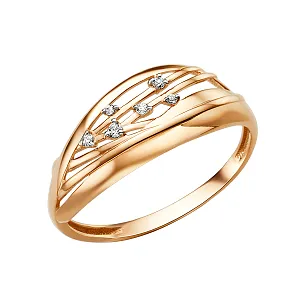 Кольцо из красного золота с фианитами