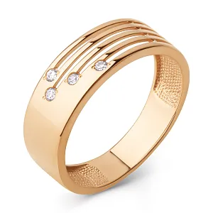 Кольцо из красного золота с фианитами