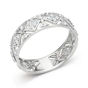 Кольцо из белого золота с фианитами