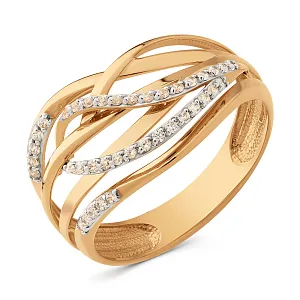 Кольцо из красного золота с фианитами