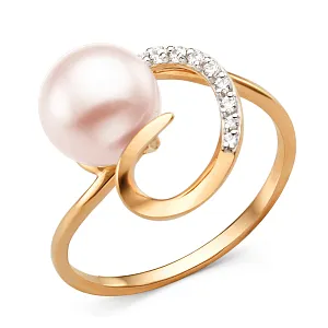 Кольцо из красного золота с фианитами