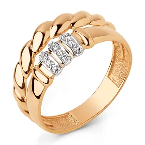 Кольцо из красного золота с фианитами