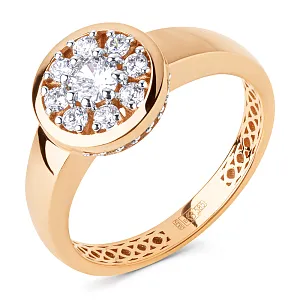 Кольцо из красного золота с фианитами