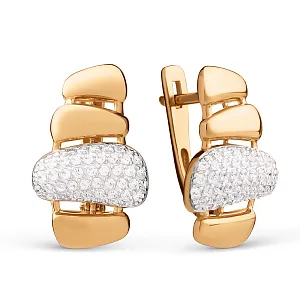 Серьги из красного золота с фианитами