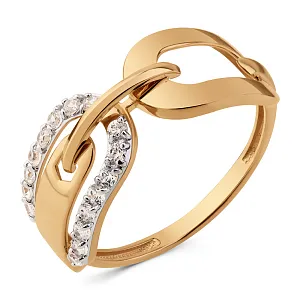 Кольцо из красного золота с фианитами