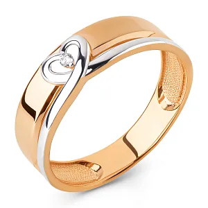 Кольцо из красного золота с фианитом