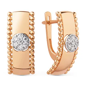 Серьги из красного золота с фианитами