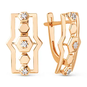 Серьги из красного золота с фианитами