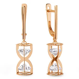 Серьги из красного золота с фианитами